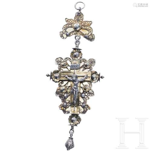 A silver-gilt crucifix reliquary, circa 1900