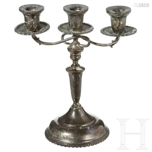 A Mexican three-light silver candlestick, 20th century