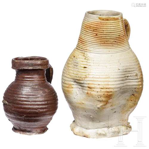 Two German stoneware jugs, 14th/15th century