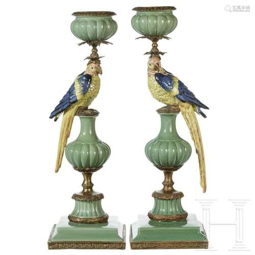 A pair of Wong Lee 1895 candlesticks, Hong Kong, circa 1900