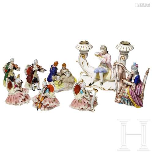 Eight porcelain figurines