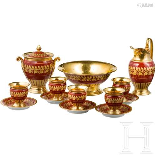 An eight piece porcelain service in classicistic style, 20th...