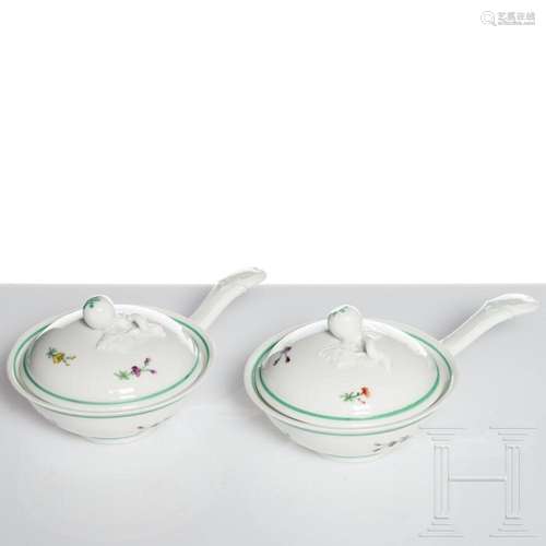 Two small porcelain bowls with cover and handle, Berlin, KPM...