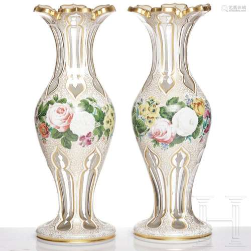 Two overlay glass vases, Studio Hoffmann in Karlovy Vary or ...