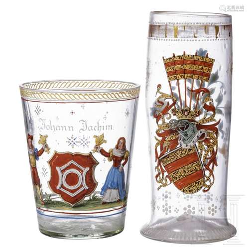 Two historism glasses, German, 19th century