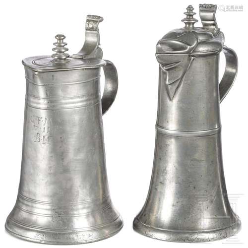 Two South German pewter jugs, 18th century