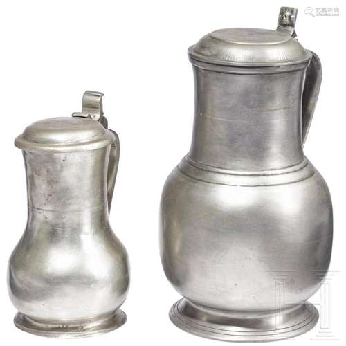 Two Dutch pewter jugs, 18th/19th century