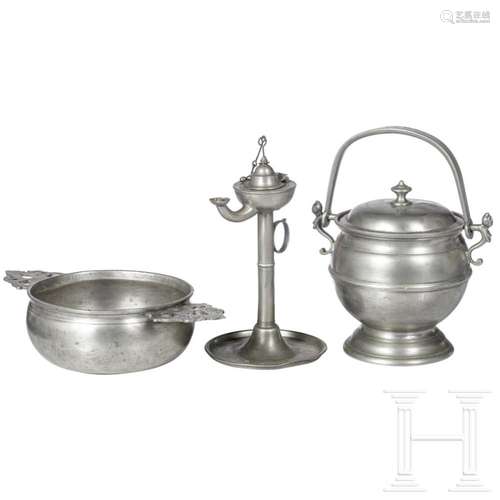 Three pieces of North German pewters, 18th/19th century