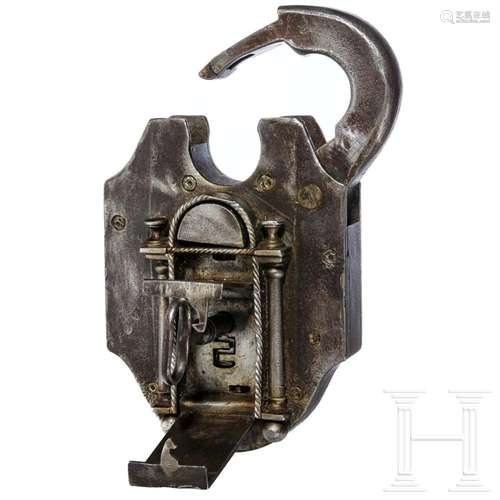 An Austrian padlock with trick mechanism, 18th century