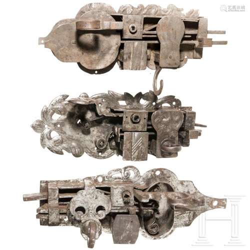 Three large German iron locks, 18th century