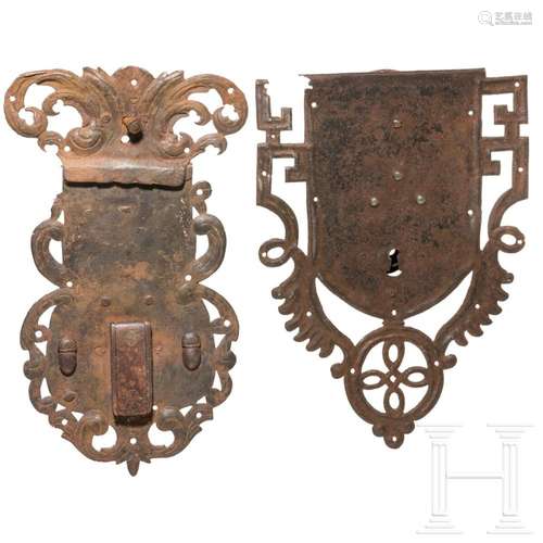 Two German iron chest locks, 18th century