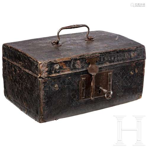 A French leather covered casket, 18th century