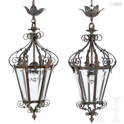 Two German bronze lanterns, 20th century