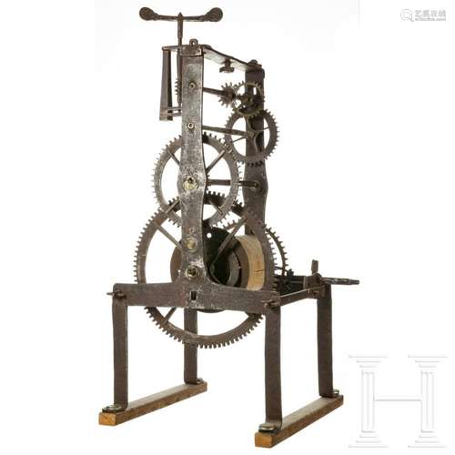 A German wrought iron tower clock mechanism, 17th/18th centu...