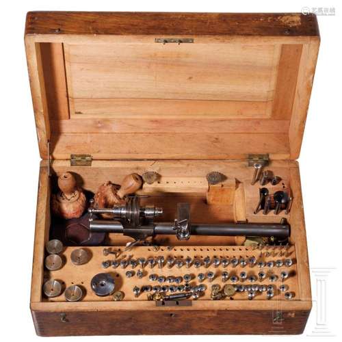 A cased German watchmaker's lathe by Lorch, circa 1900