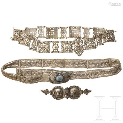 Two plated belts and a clasp, Caucasus, late 19th century