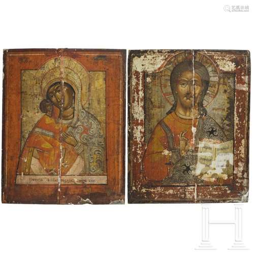 Two Russian icons of the Feodorovskaya Mother of God and Chr...