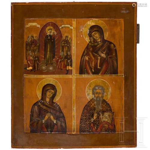 A Russian four-field icon, 19th century