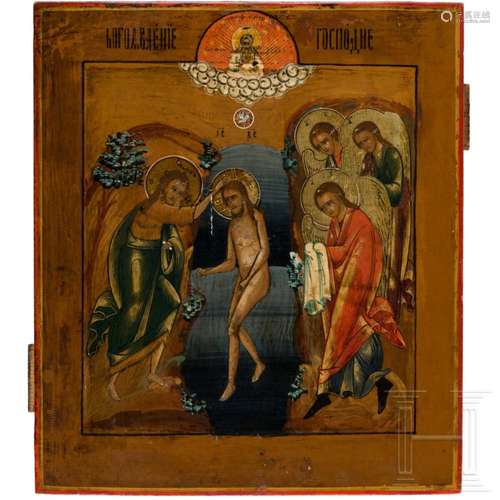 A Russian icon showing the Baptism of Christ, late 19th cent...