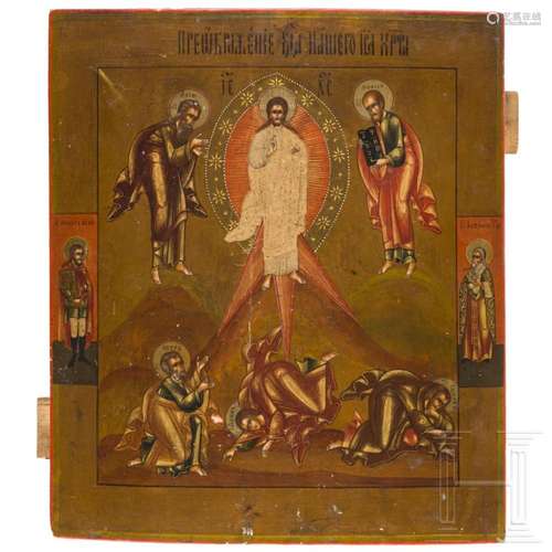 A Russian icon with the Transfiguration of Christ, late 19th...