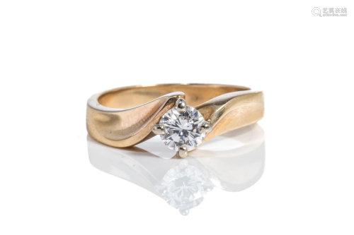 14K GOLD DIAMOND SOLITAIRE RING, 5g
