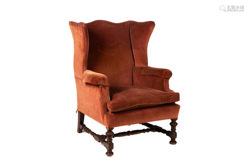 LATE 19th C GEORGIAN STYLE WINGBACK ARMCHAIR