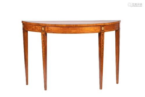 GEORGE III ENGLISH SATINWOOD DEMILUNE TABLE