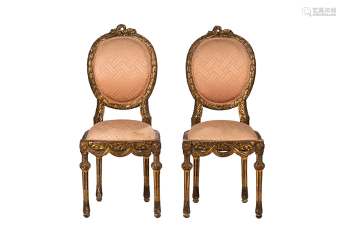 PAIR OF ANTIQUE CARVED GILTWOOD CHAIRS