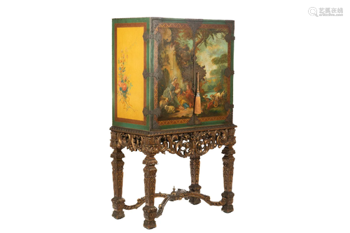 CHINOISERIE HAND PAINTED CABINET ON STAND