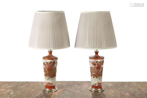 PAIR OF JAPANESE KUTANI PORCELAIN LAMPS