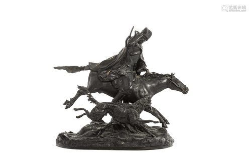 BRONZE OF A COSSACK ON HORSEBACK BY E. NAHCEPE