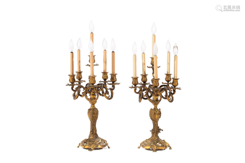 PAIR OF GILT BRONZE CANDLESTICKS