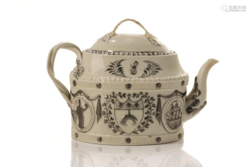 EDWARD VII LEEDS CREAMWARE ROYAL VISIT TEA POT