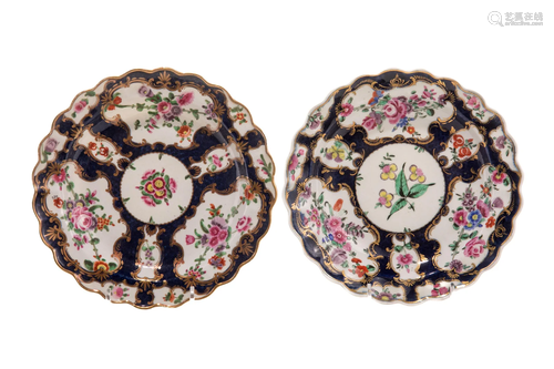 TWO 18th WORCESTER PORCELAIN PLATES