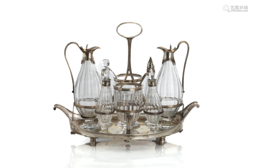 GEORGE III ENGLISH SILVER EIGHT-BOTTLE CRUET, 722g