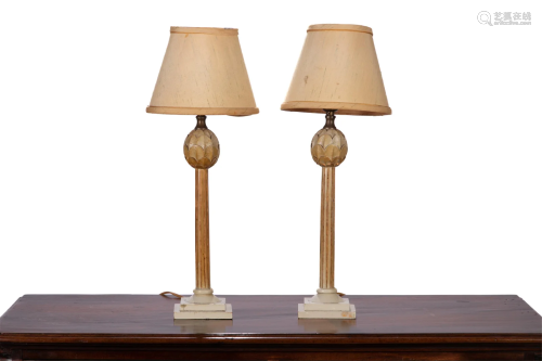 PAIR OF VINTAGE CARVED WOOD TABLE LAMPS