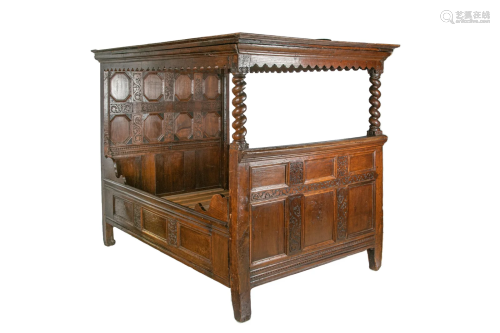 17th C / EARLY 18th C GERMAN OAK TESTER BED