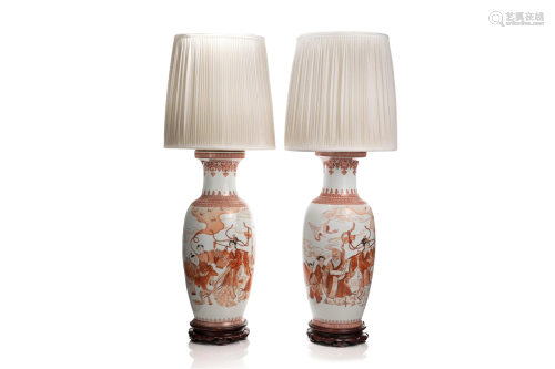 PAIR OF CHINESE PORCELAIN VASES AS TABLE LAMPS