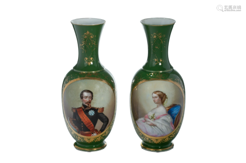 PAIR OF FRENCH 19th C ROYAL PORTRAIT VASES