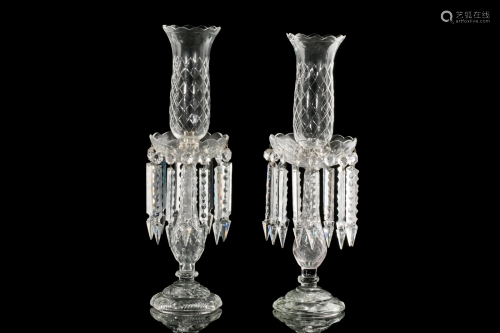 NEAR PAIR OF DECORATIVE GLASS LUSTRES