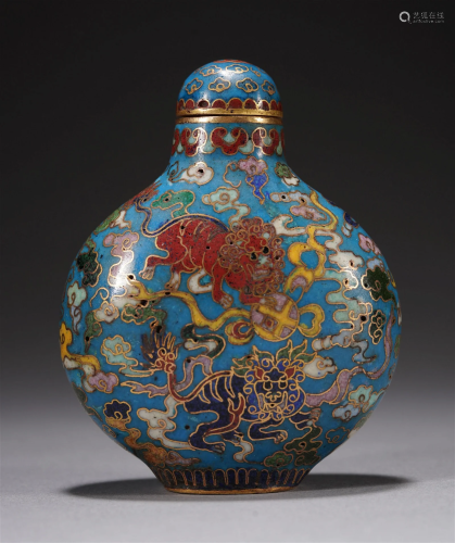 Qing Dynasty Enamel Eight Treasures Snuff Bottle