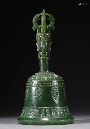 Chinese Qing Dynasty Green Jade Vajra
