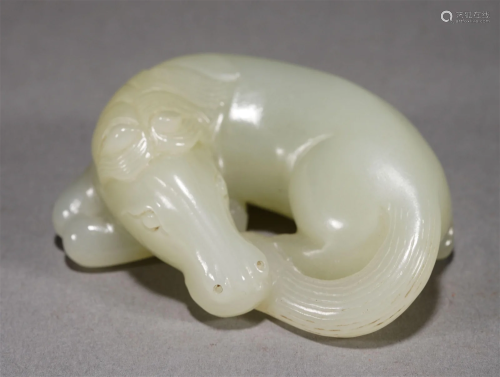 Chinese Qing Dynasty White Jade Reclining Horse
