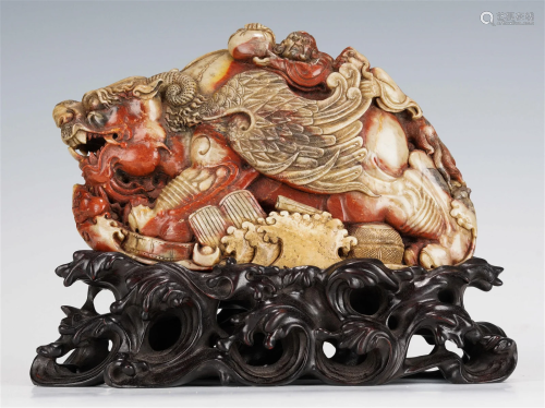 Qing Dynasty Shoushan Stone Beast