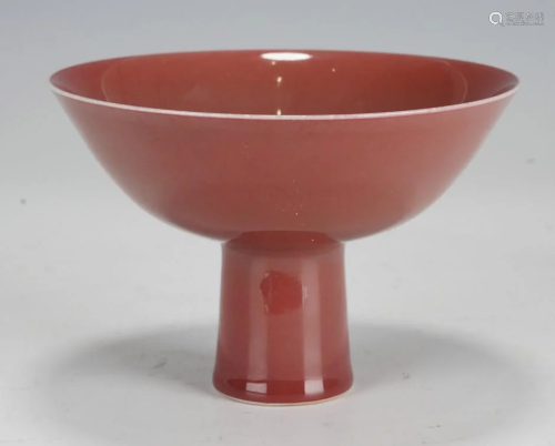 Chinese Qing Dynasty Red Glazed Stem Cup