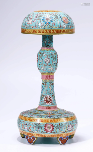Chinese Qing Period Turquoise Green Flowers Hat Stand