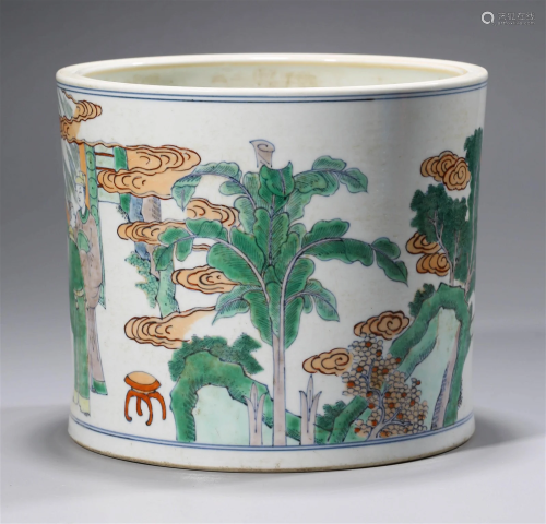 Chinese Qing Period Famille Verte Brushpot