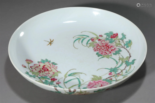 Chinese Fine Famille Rose Flowers Dish