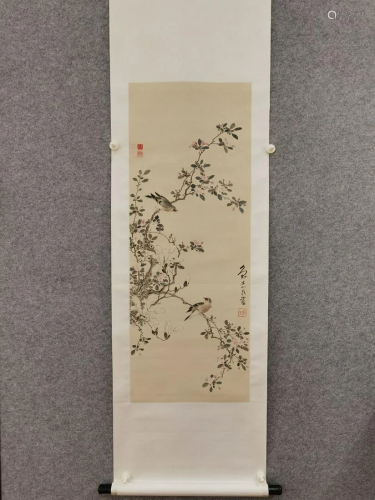 Chinese flower and bird scroll, Kang Sheng