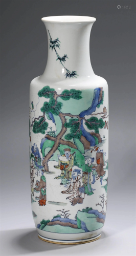 Chinese Qing Famille Verte Eight Immortals Vase